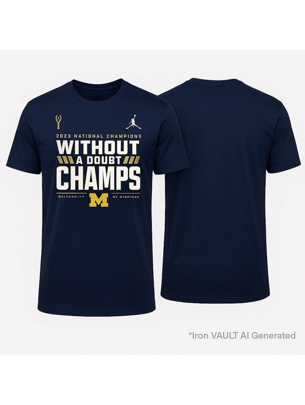 Michigan Wolverines 2023 National Champions T-Shirt Small Nike Jordan Navy